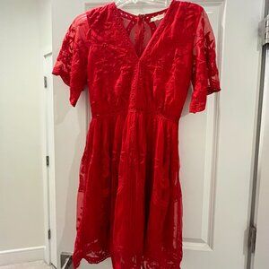 Altar'd  State Short Sleeved Red Dress Size Small